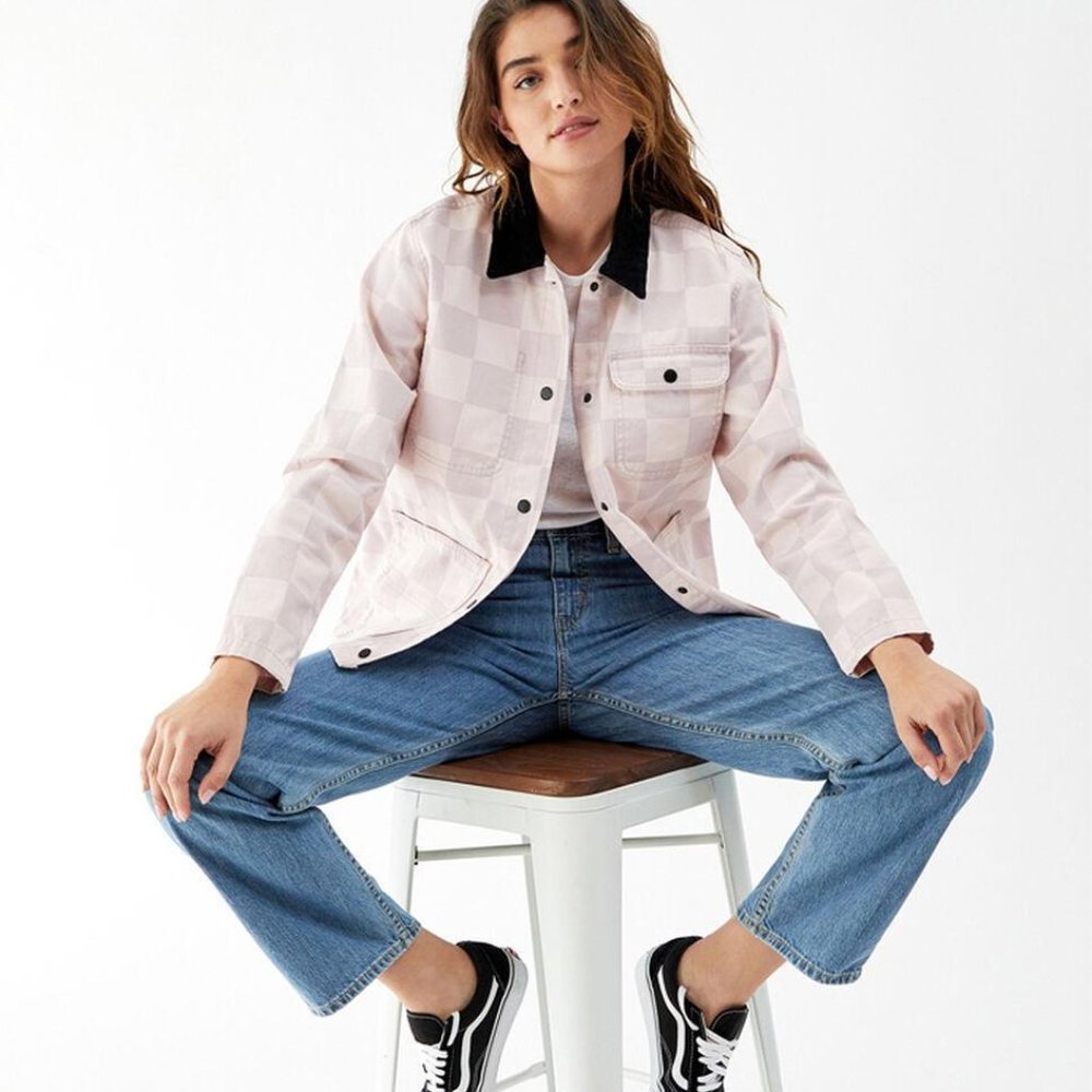 *Worn Once* Vans Light Pink Checkered Drill Chore Amplified Canvas Jacket